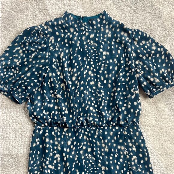 Ann Taylor Blue Polka Dot Long Sleeve Dress - Picture 3 of 12